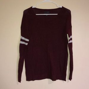 Maroon Red Sweater with stripes on arm